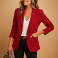 Blazer sciancrato con tasche a filetto – Rosso scuro