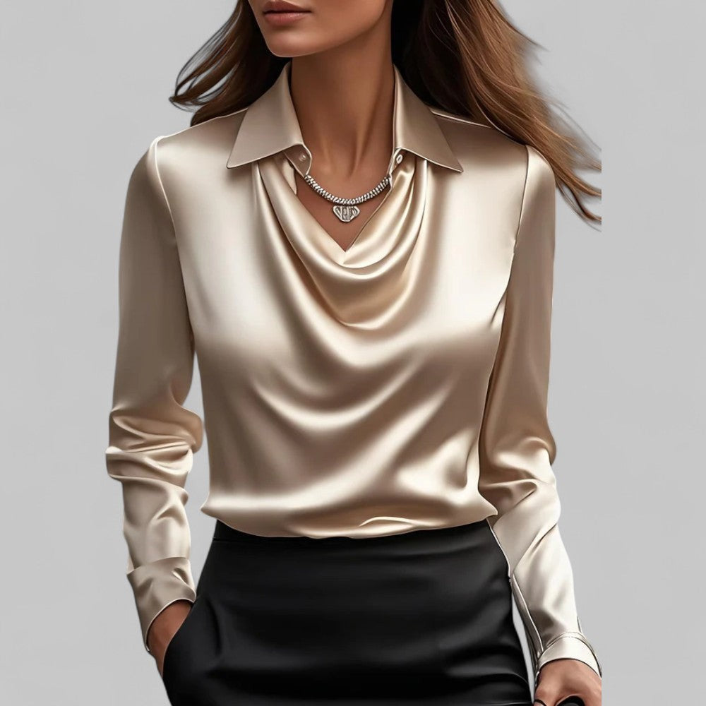 Blusa drappeggiata con scollo a V – Albicocca