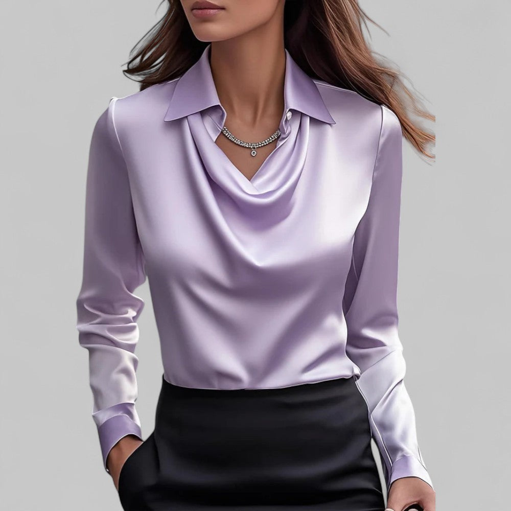 Blusa drappeggiata con scollo a V – Viola