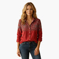 Camicia a fiori con taschini sul petto – Rosso