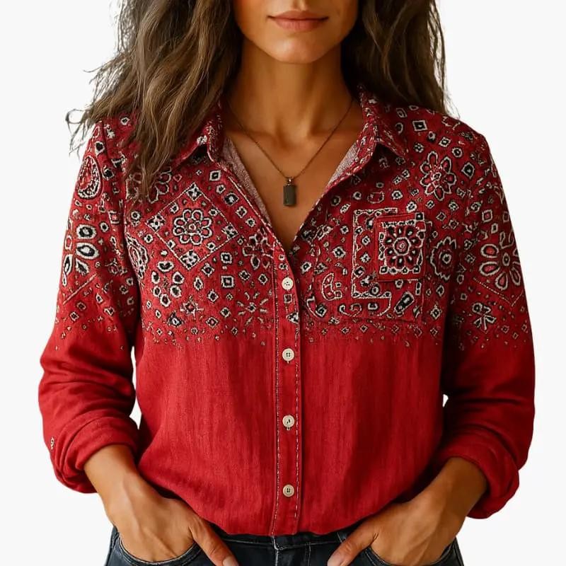 Camicia a fiori con taschini sul petto