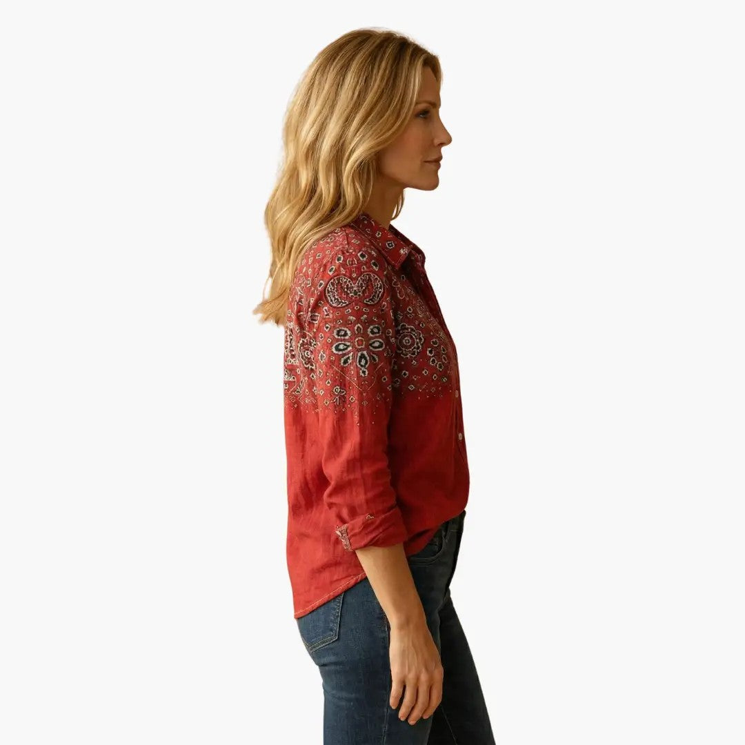 Camicia a fiori con taschini sul petto