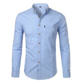 Camicia a quadri con collo abbottonato – Azzurro