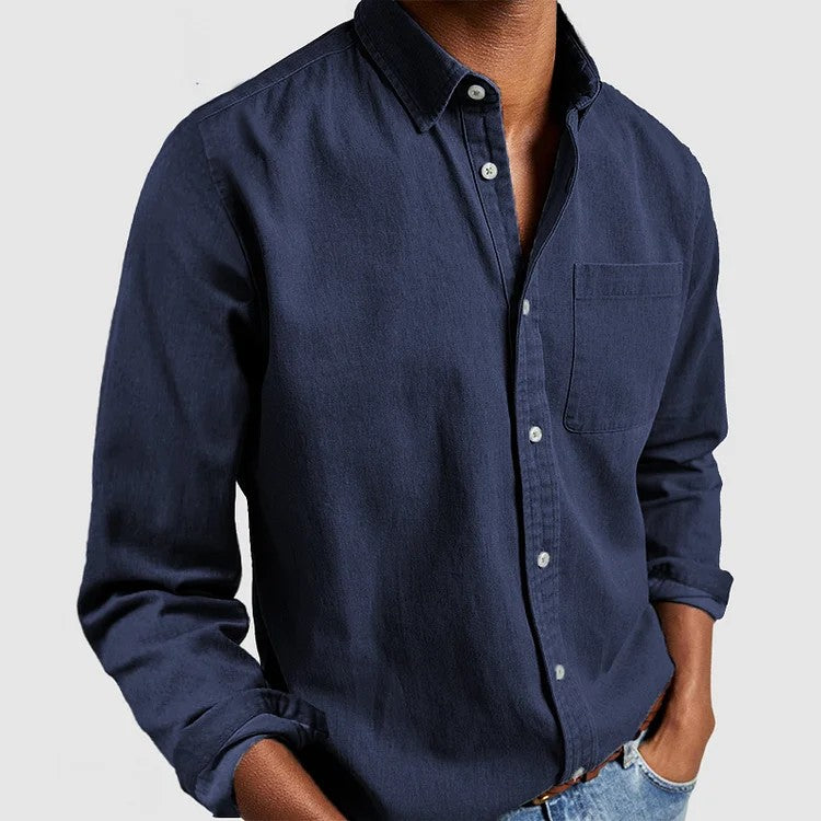 Camicia aderente con taschino applicato – Blu navy