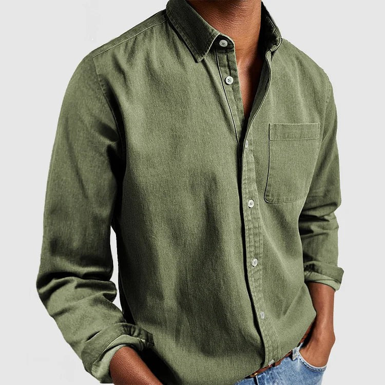 Camicia aderente con taschino applicato – Verde