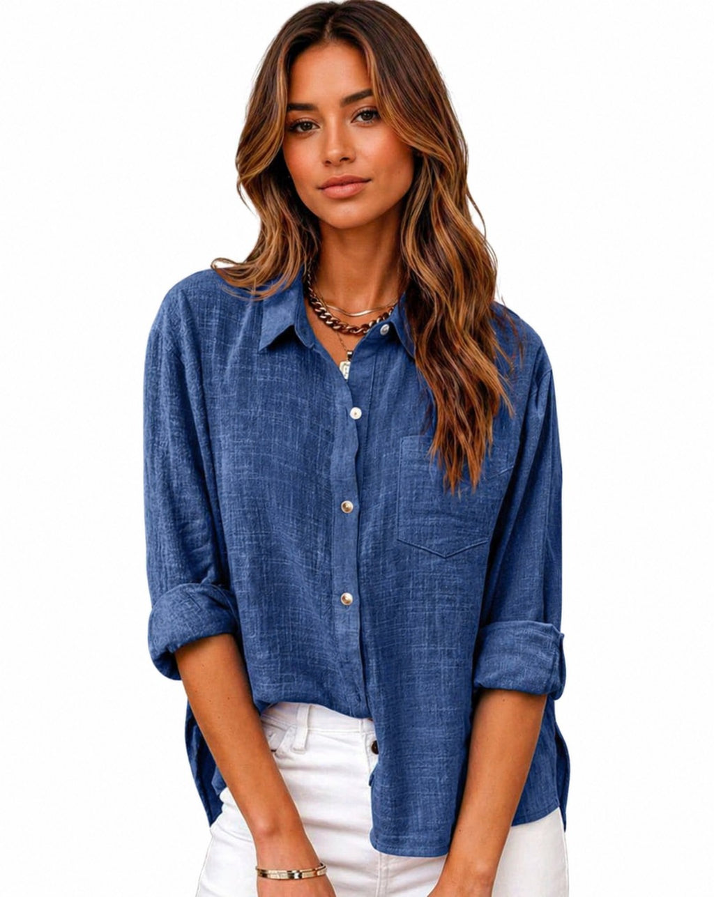 Camicia con spacchi laterali e taschino