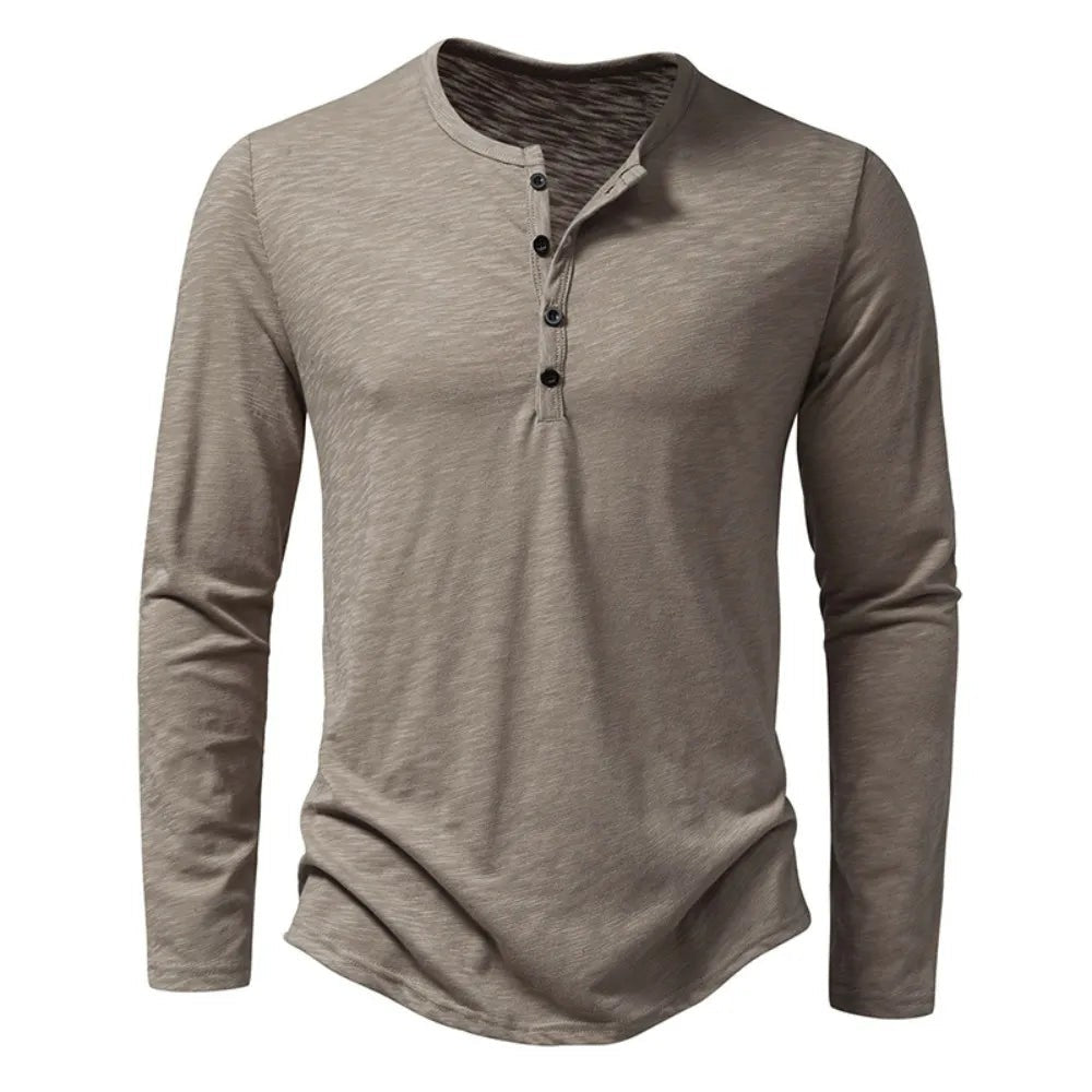Camicia fiammata con collo serafino – Grigio