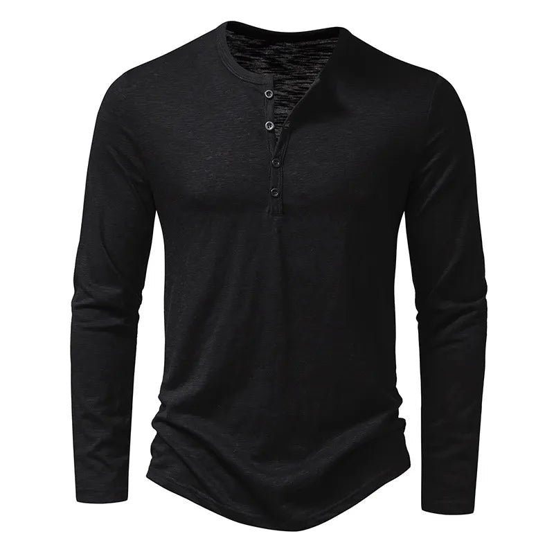Camicia fiammata con collo serafino – Nero
