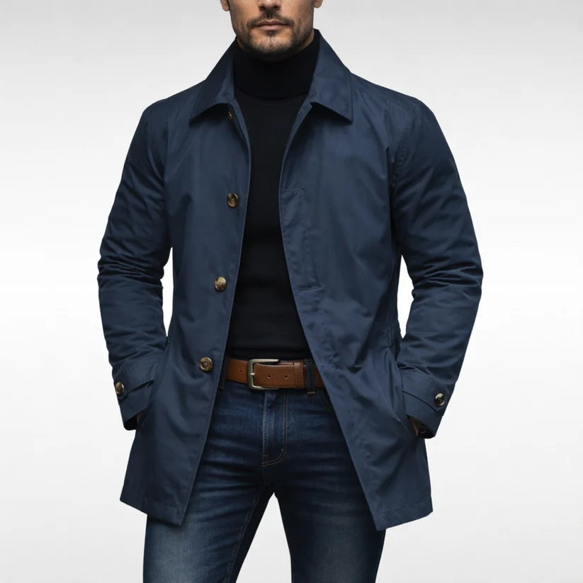 Cappotto monopetto con colletto a punta – Blu navy