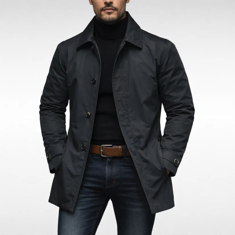 Cappotto monopetto con colletto a punta – Nero