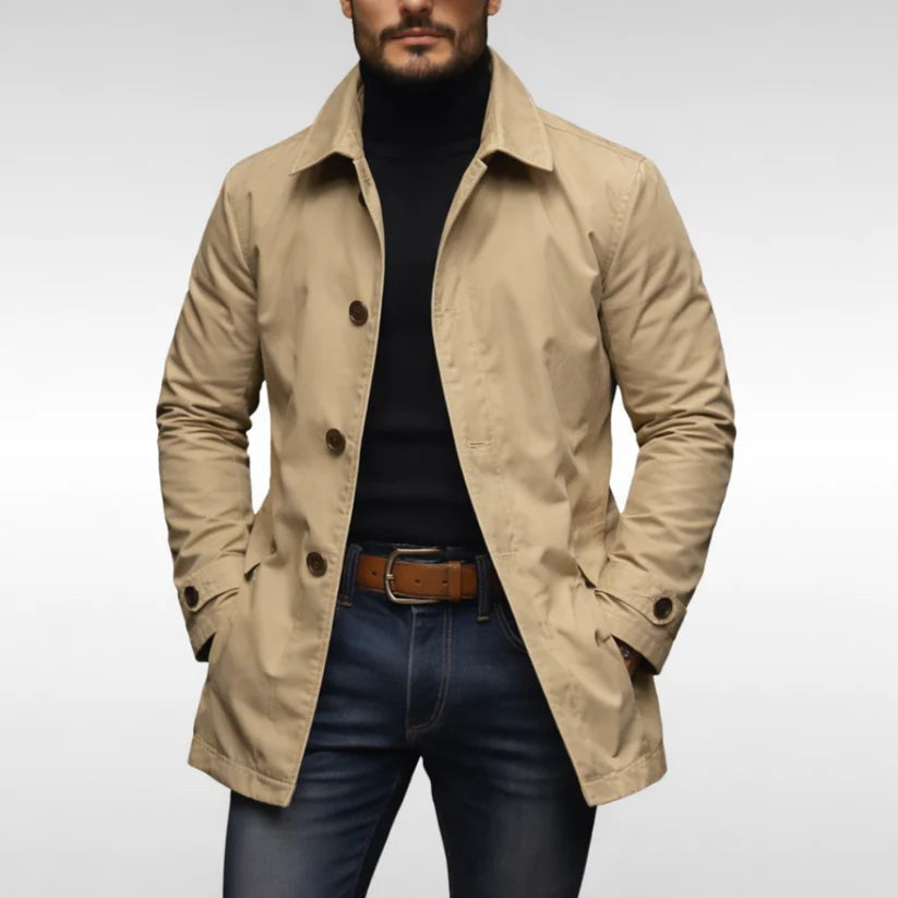 Cappotto monopetto con colletto a punta – Beige