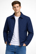 Giacca con cerniera e collo rovesciato – Blu