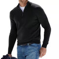 Maglione aderente a collo alto con cerniera – Nero