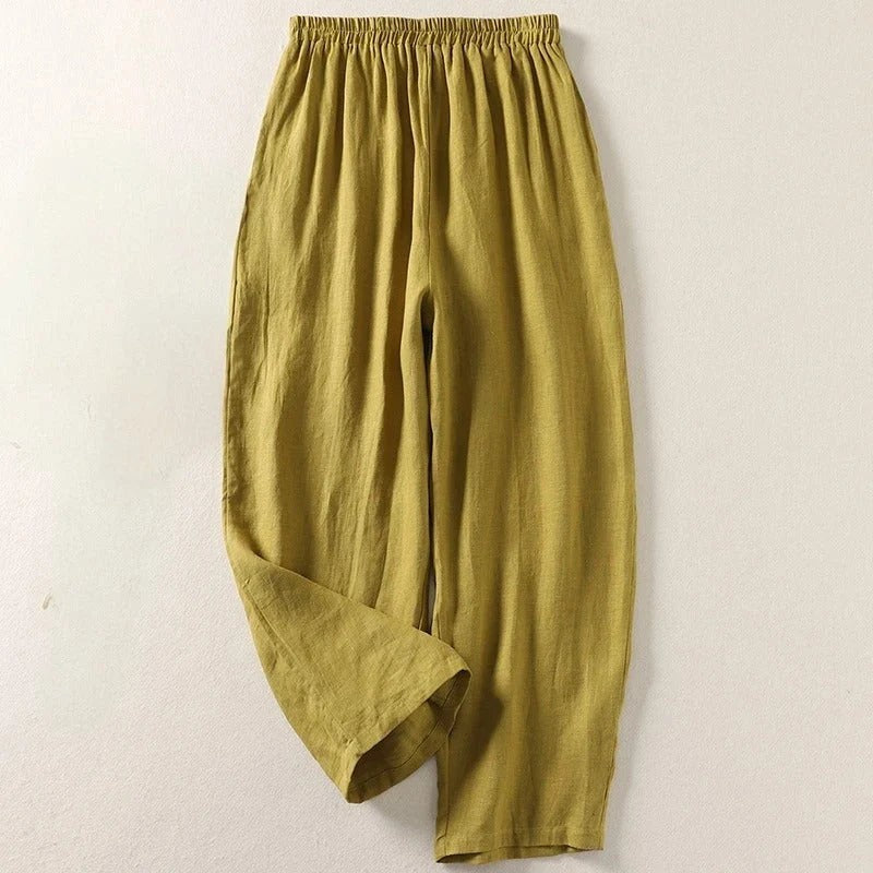 Pantaloni a gamba larga con vita elastica