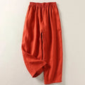 Pantaloni a gamba larga con vita elastica – Arancione