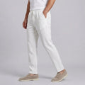 Pantaloni dritti con cordoncino in vita – Bianco