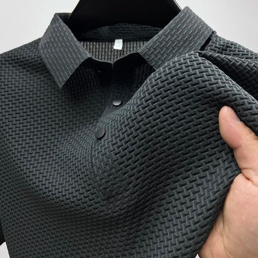Polo aderente in maglia a nido d'ape – Grigio