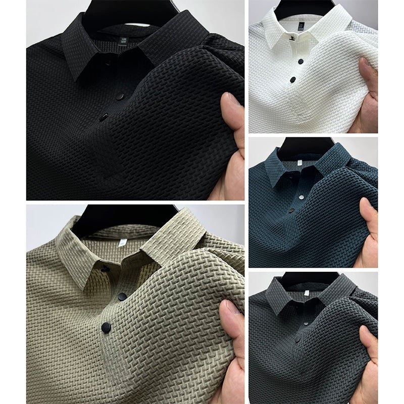 Polo aderente in maglia a nido d'ape